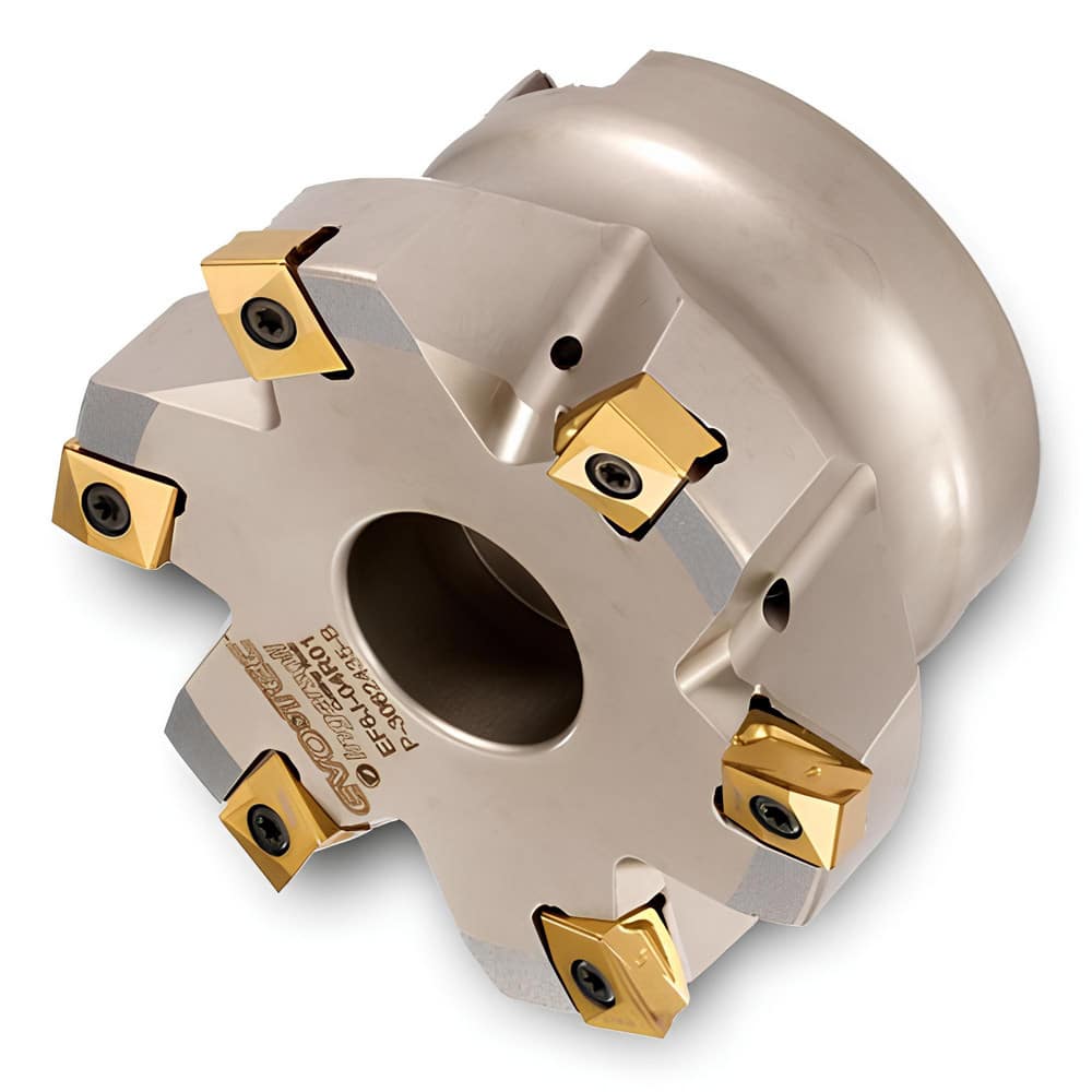 Indexable High-Feed Face Mills; Minimum Cutting Diameter: 4.2370 in; Maximum Cutting Diameter: 5.0000 in; Maximum Depth Of Cut: 0.0400 in; Arbor Hole Diameter (mm): 1.50; Compatible Insert Size Code: 324; Maximum Ramping Angle: 0 ™; Series: EF6J; Cutter