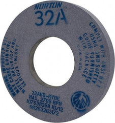 Norton - 12" Diam x 5" Hole x 1-1/2" Thick, K Hardness, 60 Grit Surface Grinding Wheel - Aluminum Oxide, Type 5, Medium Grade, 2,705 Max RPM, Vitrified Bond, One-Side Recess - Benchmark Tooling