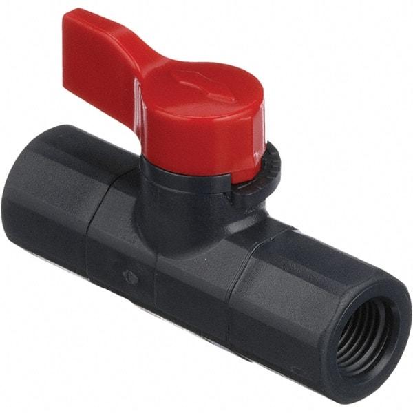 Asahi/America - 1/4" Pipe, Full Port, PVC Ball Valve - 1 Piece, FNPT x FNPT Ends, Tee Handle, 150 WOG - Benchmark Tooling