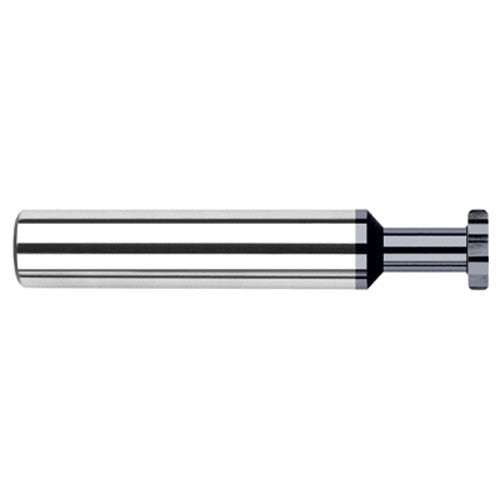 0.3750″ (3/8″) Cutter Diameter × 0.0150″ (1/64″) Radius × 0.0930″ (3/32″) Width × 0.5620″ (9/16″) Neck Length Carbide Corner Radius Standard Keyseat Cutter, 8 Flutes, AlTiN Coated - Exact Industrial Supply
