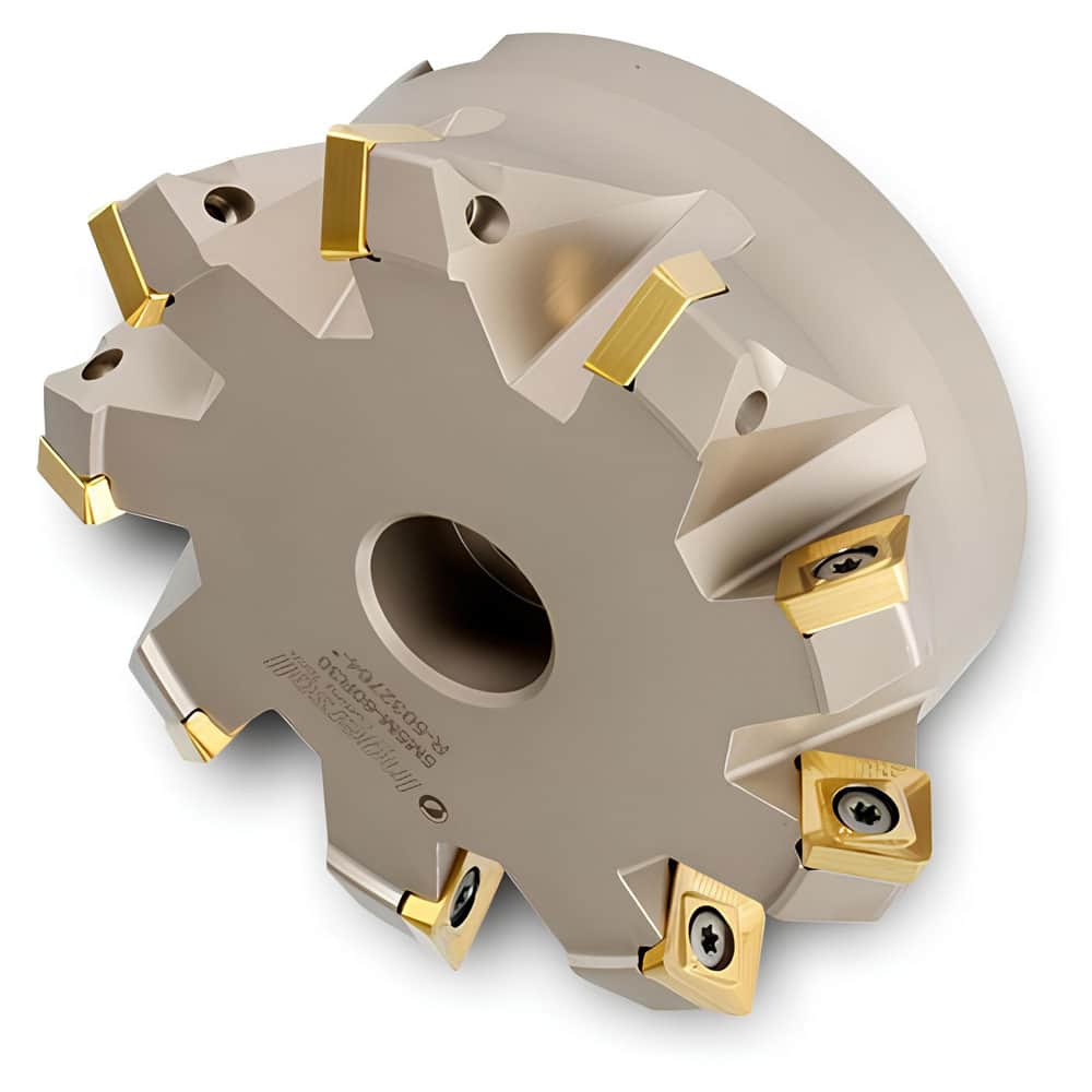 Indexable High-Feed Face Mills; Minimum Cutting Diameter: 3.8850 in; Maximum Cutting Diameter: 5.0000 in; Maximum Depth Of Cut: 0.3060 in; Arbor Hole Diameter (mm): 1.50; Compatible Insert Size Code: 1906; Maximum Ramping Angle: 1.5 ™; Series: 5M5M; Cutt