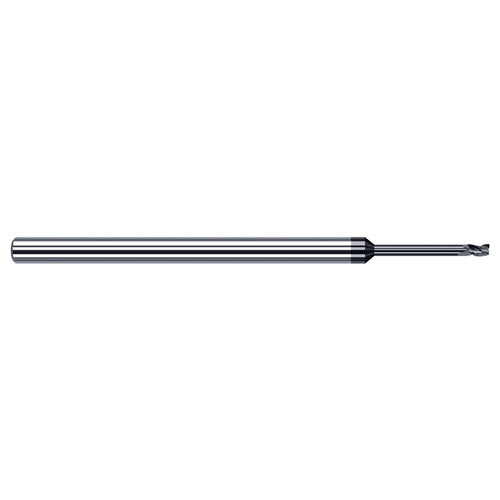 Variable Helix End Mills for Exotic Alloys - 0.0600″ Cutter Diameter × 0.0900″ Length of Cut × 0.3120″ (5/16″) Reach Carbide Square End Mill for Exotic Alloys, 3 Flutes, AlTiN Nano Coated - Exact Industrial Supply
