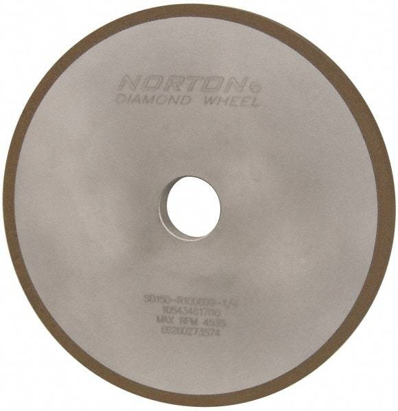 Norton - 8" Diam x 1-1/4" Hole x 1/2" Thick, 150 Grit Surface Grinding Wheel - Diamond, Type 1A1, Very Fine Grade, Resinoid Bond - Benchmark Tooling