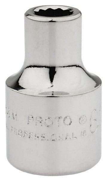 Proto - 3/8" Drive, Standard Hand Socket - 12 Points, 1-3/32" OAL, Chrome Finish - Benchmark Tooling