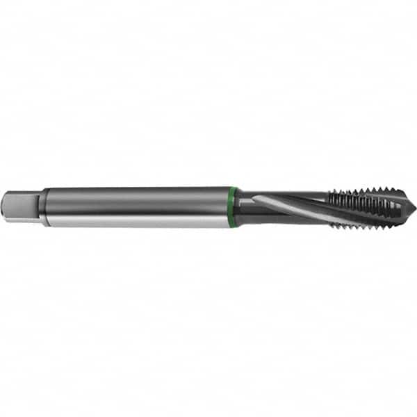 Guhring - M16x2.00 Metric 4 Flute 6H Bottoming Spiral Flute Tap - High Speed Steel, TiCN Finish, 110mm OAL, Right Hand Flute, Right Hand Thread, D6/D7, Series 4155 - Benchmark Tooling