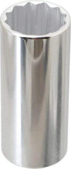 Proto - 1/2" Drive, Deep Hand Socket - 12 Points, 3-1/4" OAL, Chrome Finish - Benchmark Tooling