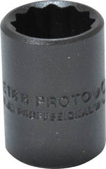 Proto - 9/16", 3/8" Drive, Standard Hand Socket - 12 Points, 1-1/8" OAL, Alloy Steel, Black Finish - Benchmark Tooling