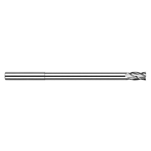 Miniature End Mills - Long Reach, Stub Flute - 0.3125″ (5/16″) Cutter Diameter × 0.4690″ Length of Cut × 4.3430″ (4-11/32″) Reach Carbide Square End Mill, 4 Flutes - Exact Industrial Supply