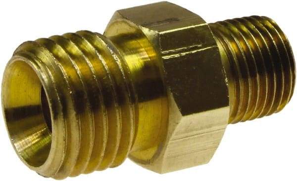 Coilhose Pneumatics - 3/8 Male Thread, Brass Industrial Pipe Adapter - MNPSM x MNPTF, 300 psi - Benchmark Tooling