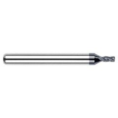 Miniature End Mills - Stub & Standard - 0.0930″ (3/32″) Cutter Diameter × 0.0150″ (1/64″) Radius × 0.1400″ (9/64″) Length of Cut Carbide Corner Radius End Mill, 4 Flutes, AlTiN Coated - Exact Industrial Supply