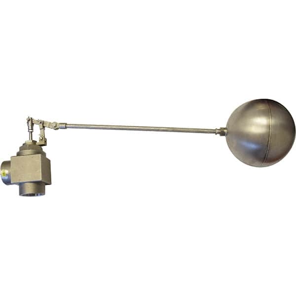 Control Devices - 1-1/2" Pipe, Stainless Steel, Angle Pattern-Double Seat, Mechanical Float Valve - 100 psi, FIP End Connections - Benchmark Tooling