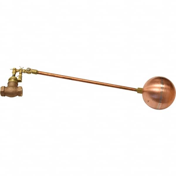 Control Devices - 1/2" Pipe, Brass & Bronze, Globe Pattern-Double Seat, Mechanical Float Valve - 100 psi, FIP End Connections - Benchmark Tooling