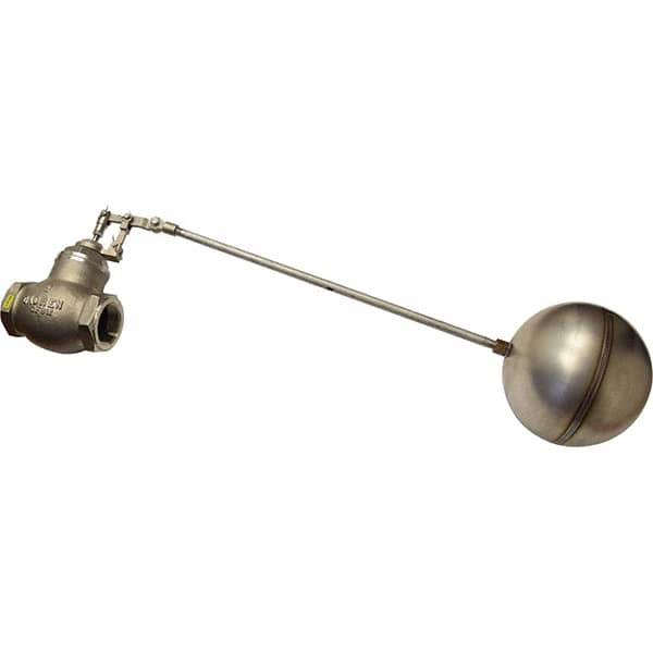 Control Devices - 1-1/2" Pipe, Stainless Steel, Globe Pattern-Double Seat, Mechanical Float Valve - 100 psi, FIP End Connections - Benchmark Tooling