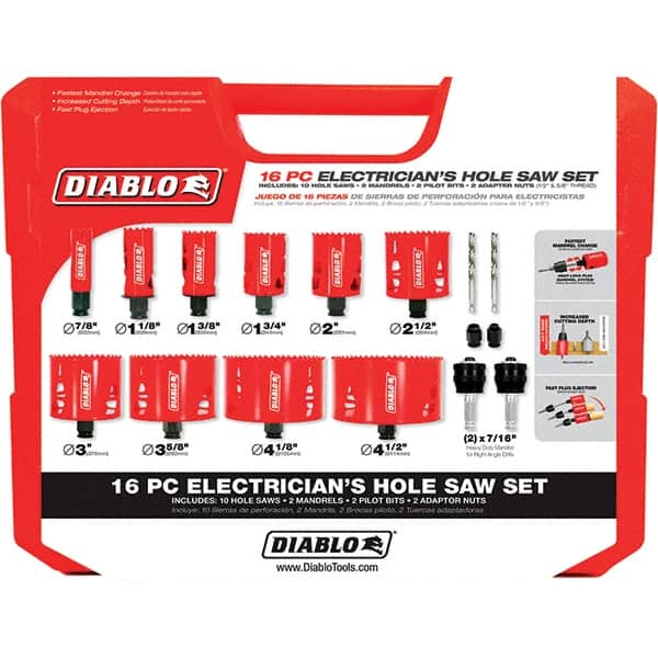 Freud - Hole Saw Kits Minimum Saw Diameter (Inch): 7/8 Maximum Saw Diameter (Inch): 4-1/2 - Benchmark Tooling