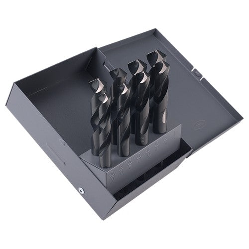 9/16-1 RHS / RHC HSS 118 Degree Radial Point Silver and Deming Reduced Shank Drill Set - Steam Oxide - Exact Industrial Supply