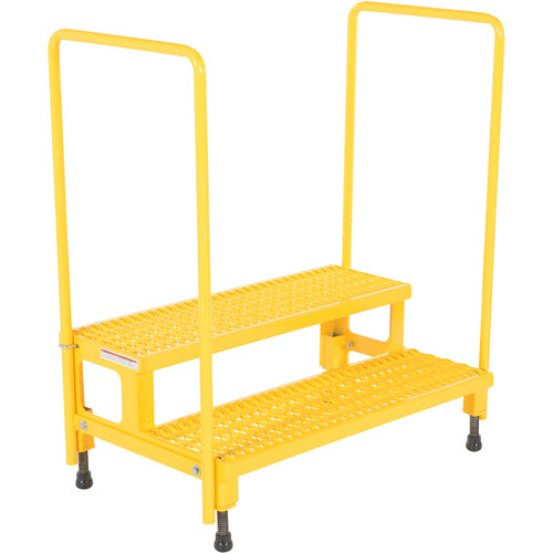 Adj Step Stand 2 Step W/Handrail 38 × 22.87 - Exact Industrial Supply