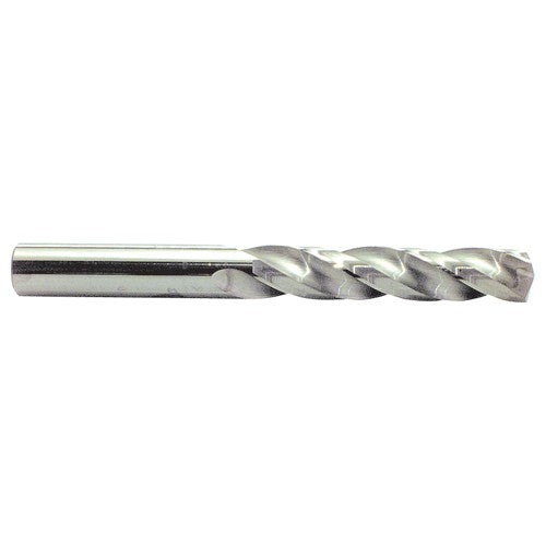 #31 Dia. × 0.12″ Shank × 1-1/4″ Flute Length × 2-1/4″ OAL, 5xD, 150°, Bright, 3 Flute, External, Round Solid Carbide Drill - Exact Industrial Supply