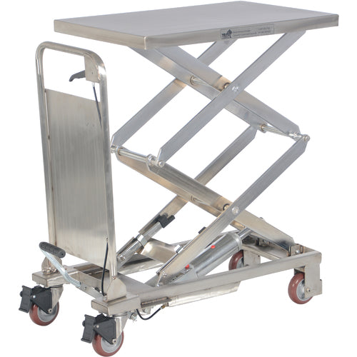 Partial SS Elevating Cart 220lb 17.5 × 27.5 - Exact Industrial Supply