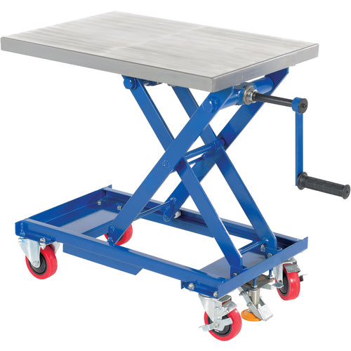 Mech Scissors Cart - Hand Crank 18 × 28 330 lbs Cap - Exact Industrial Supply