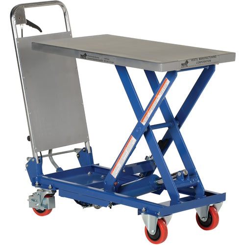 Hydraulic Scissor Cart 400lb 27.5 × 17.5 - Exact Industrial Supply