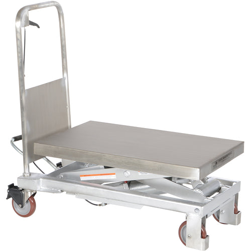 Partial SS Elevating Cart 750lb 32.5 × 19.75 - Exact Industrial Supply