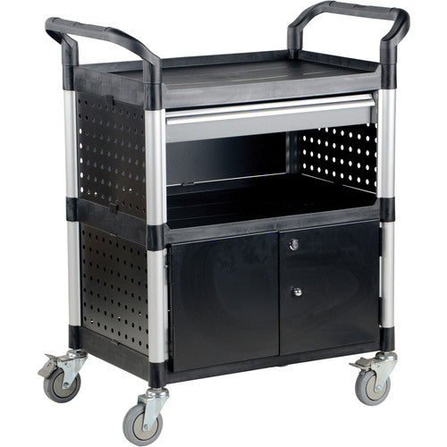 Commercial Cart 33 × 19 3-Shelf W/ Doors - Exact Industrial Supply