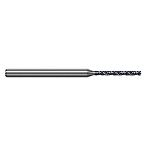 1.5 mm Dia. × 3 mm Shank × 10 mm Flute Length × 50 mm OAL, 5xD, 140°, AlTiN, 2xD Flute, Round Solid Carbide Drill - Exact Industrial Supply