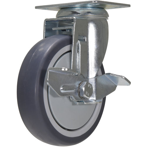 5 × 1-1/4 TPR Swivel W/Brake - Exact Industrial Supply