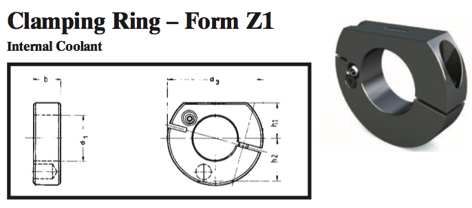 VDI Clamping Ring - Form Z1 (Internal Coolant) - Part #: CNC86 63.9850 - Benchmark Tooling