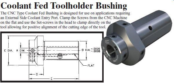 Coolant Fed Toolholder Bushing - (OD: 1-1/4" x ID: 5/8") - Part #: CNC 86-12CFB 5/8" - Benchmark Tooling