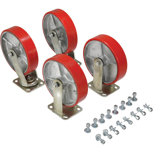 8″ × 2″ Poly-On-Steel Caster Kit 5000# Cap - Exact Industrial Supply