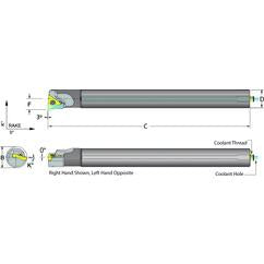 .625 Shank Coolant Thru Boring Bar- -3° Lead Angle for TPMT 21.51 Style Inserts - Benchmark Tooling