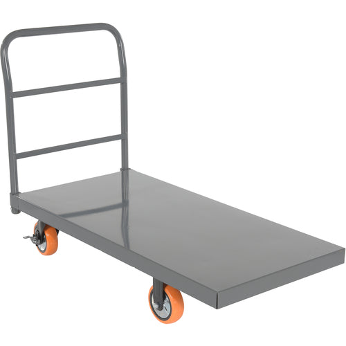 Steel Platform Truck W/ 6 × 2 Poly (Orange) - Exact Industrial Supply