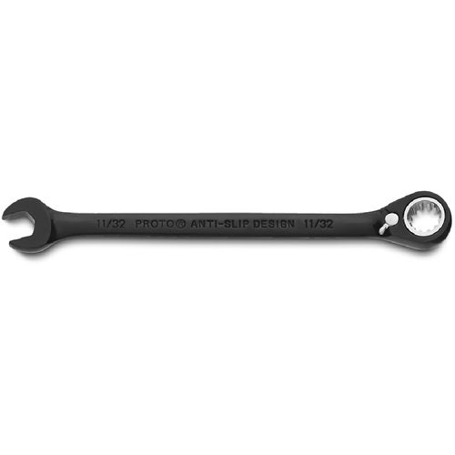 Proto Black Chrome Combination Reversible Ratcheting Wrench 11/32″ - Spline - Benchmark Tooling