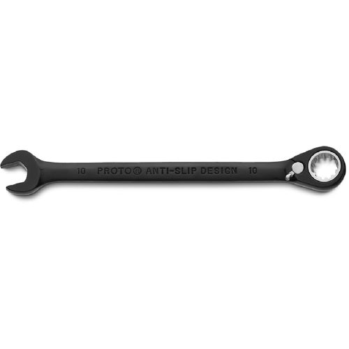 Proto Black Chrome Combination Reversible Ratcheting Wrench 10 mm - Spline - Benchmark Tooling