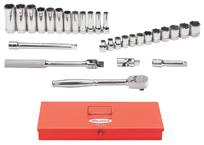 29 Piece - #9323316 - 8 to 19mm - 3/8'' Drive - 6 Point - Metric Standard & Deep Socket Set - Benchmark Tooling