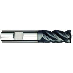 1/2 Dia. x 4 Overall Length 4-Flute .030 C/R Solid Carbide SE End Mill-Weldon Shank-Center Cut-AlCrN-X - Benchmark Tooling