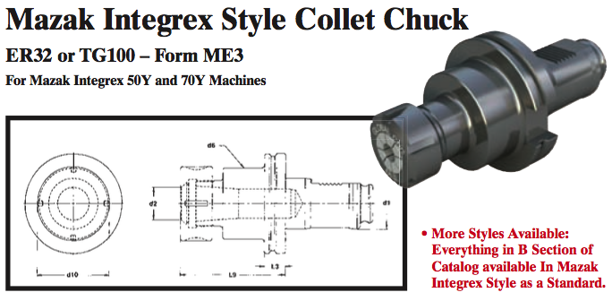 Mazak Integrex Style Collet Chuck (ER32 or TG100 Ð Form ME3) - Part #: CNC86 M53.5032 - Benchmark Tooling