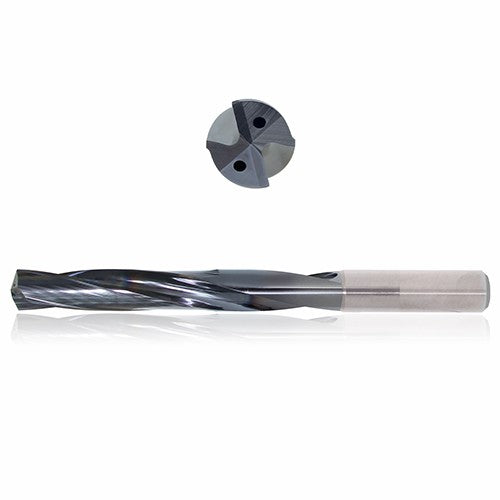 0.4375 mm Dia. × 12 mm Shank × 268 mm Flute Length × 315 mm OAL, 20xD, 135°, Sistral, 2 Flute, Coolant Thru, h6, Cylindrical, Solid Carbide Drill