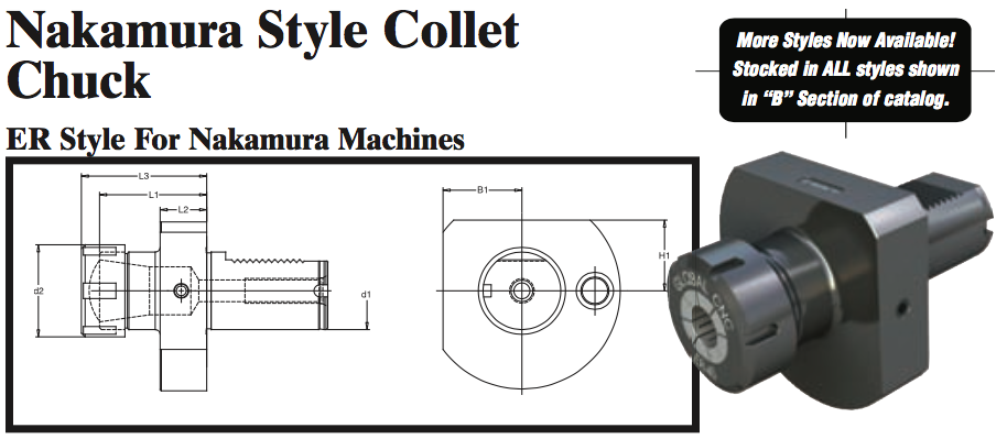 Nakamura Style Collet Chuck (ER Style For Nakamura Machines) - Part #: NK53.4040 - Benchmark Tooling