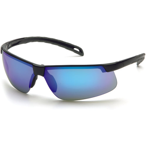 Ever-Lite Sky Blue Mirror Lens Black Frame Safety Glasses - Benchmark Tooling