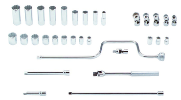 Proto® 3/8" Drive 33 Piece Socket, Combination Set - 12 and 8 Point - Benchmark Tooling