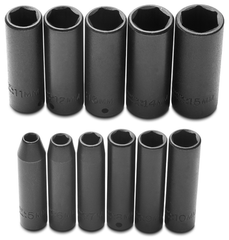 Proto® 1/4" Drive 11 Piece Metric Deep Impact Socket Set - 6 Point - Benchmark Tooling
