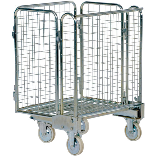 Galv Nestable Roller Container 26.3 × 35.6 - Exact Industrial Supply