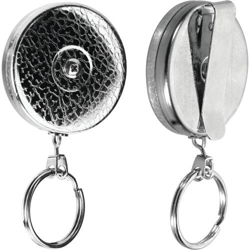 Model: 5-24″ Stainless Steel Chain Key Reel with Belt Clip - Split Ring Attachment - Benchmark Tooling