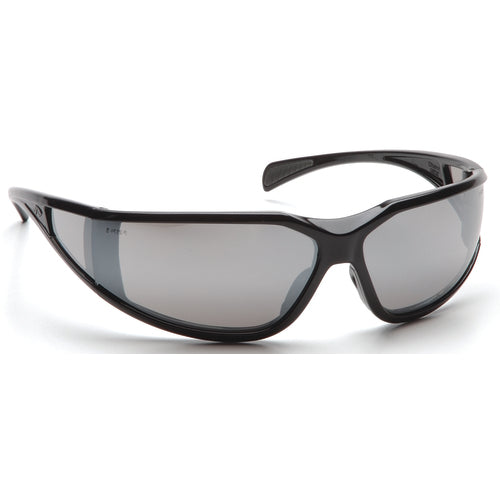 Safety Glasses - Curved Lens, Black Frame, Silver Mirror - Benchmark Tooling