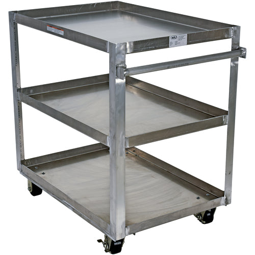 Alum Service Cart W/ Three 28 × 48 Shelves - Exact Industrial Supply