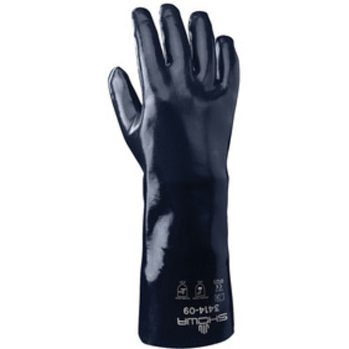 Chemical resistant neoprene fully coated 14″ gauntlet/wrinkle finish navy/small - Benchmark Tooling