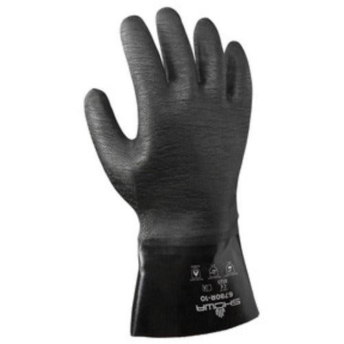 Chemical resistant neoprene fully coated heavyweight 12″ gauntlet black rough finish/large - Benchmark Tooling