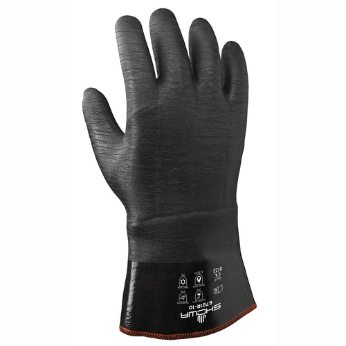 Insulated fully coated neoprene 12″ gauntlet black rough finish/large - Benchmark Tooling